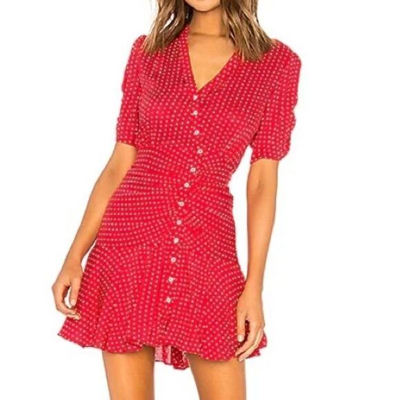 Free People Pippa Polka-Dot Mini Sz XL Button-Down Dress Y2K Feminine Cottage - Picture 1 of 16